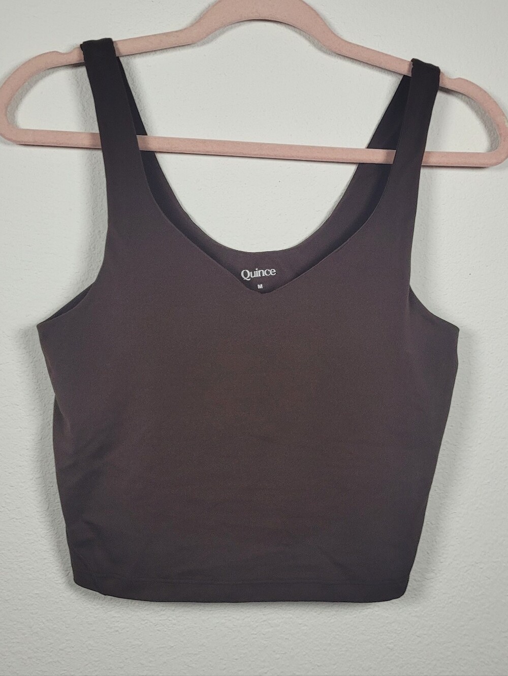 Quince Ultra-Soft Performance Cropped Tank Top Sports Bra Espresso M Activewear